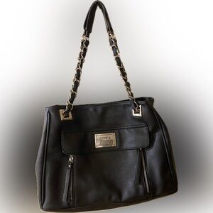 Nicole Miller faux leather black handbag